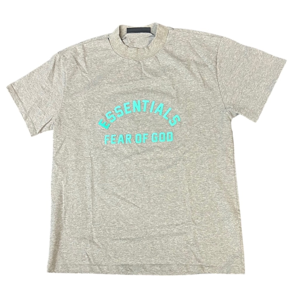 Fear of God Essentials Teal Logo Heather Grey T-Shirt Mens Medium Boxy Tee
